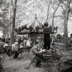 People facing same direction in Bryant Park